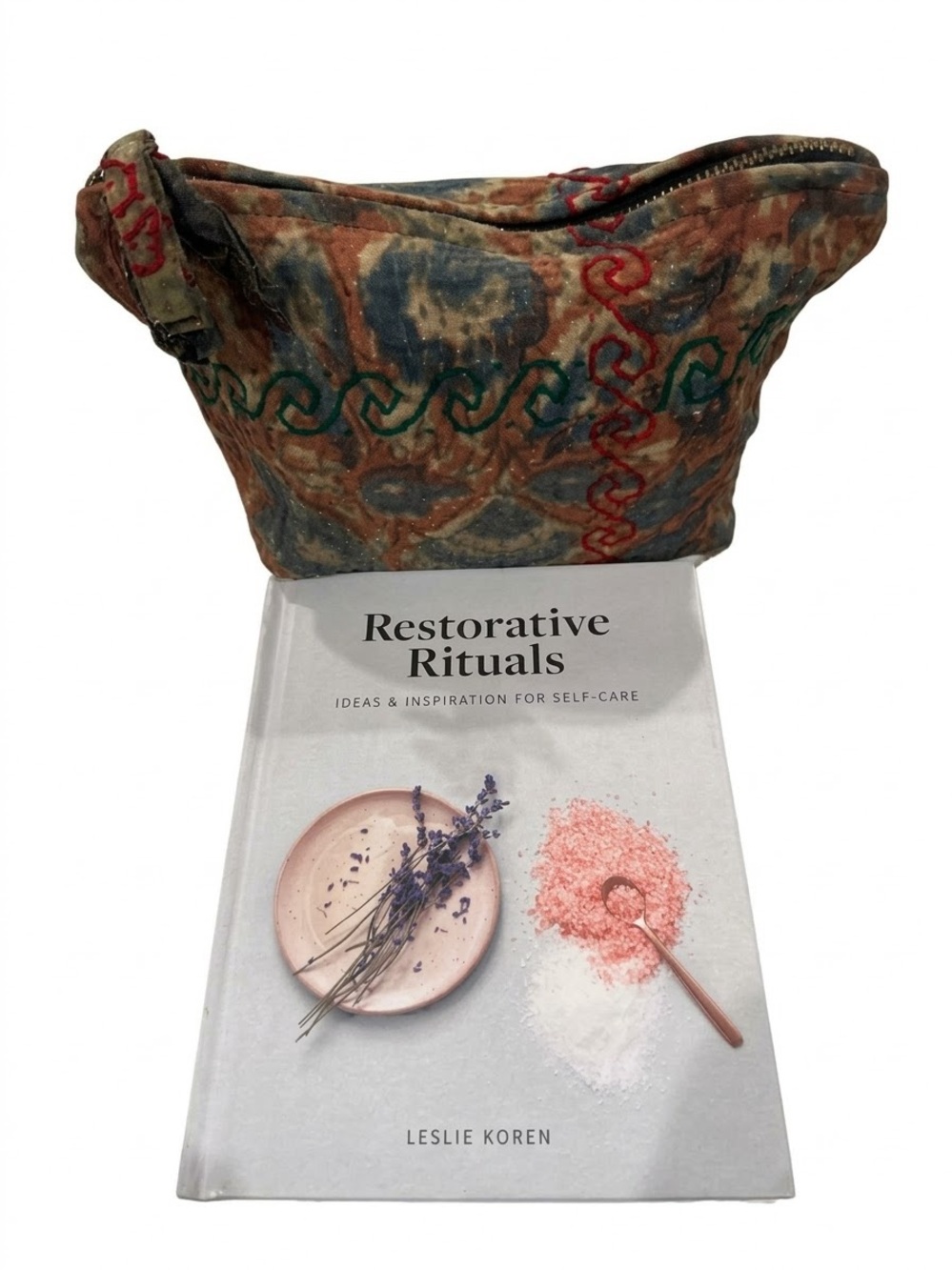 SELF LOVE Boho Embroidered Kantha Cosmetic Pouch